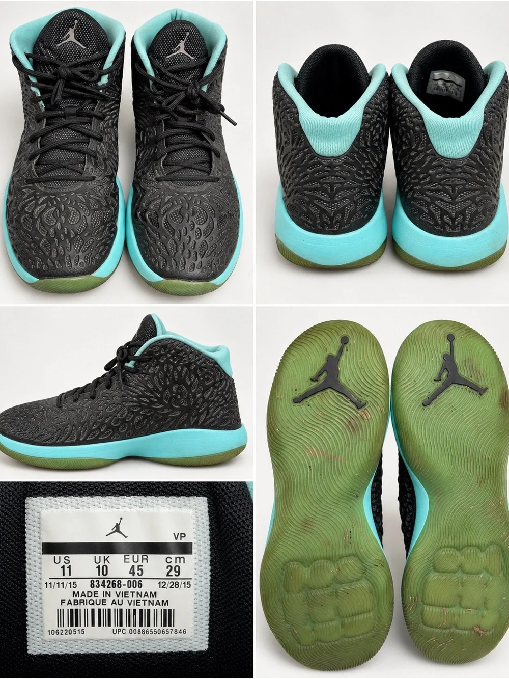 Nike Air Jordan Ultra Fly 834268-006 Black Hyper Turquoise Men’s Size 11